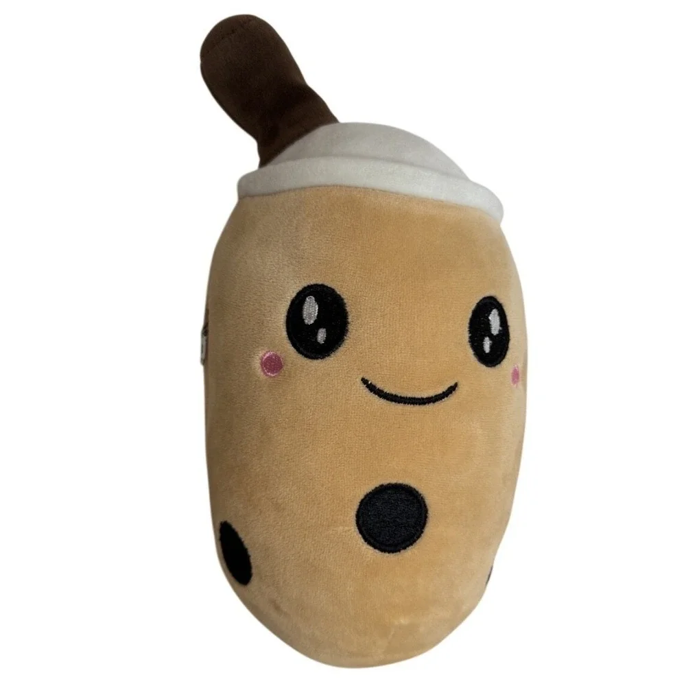 Boba Tea Plush Stuffed Animal Kawaii Bubble Tea Tan Brown 9 Inch Plushie